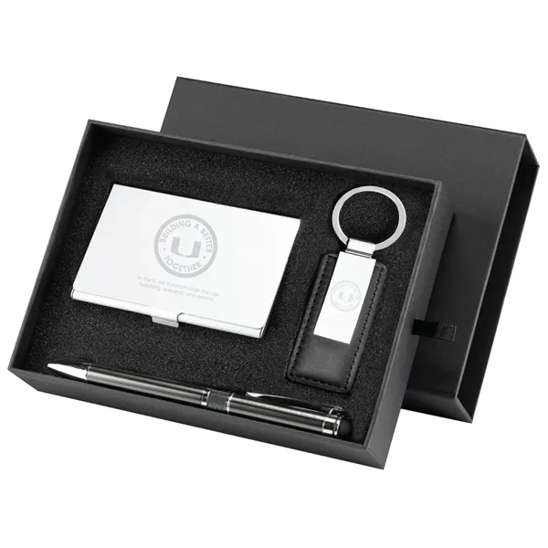 Black color option for Embassy Card Holder Pen And Keyring Gift Set