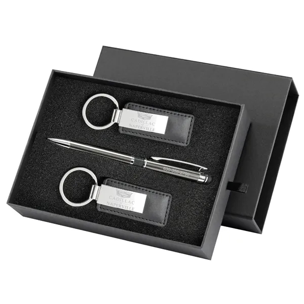 Black color option for Cerritos Keyring And Stylus Pen Gift Set