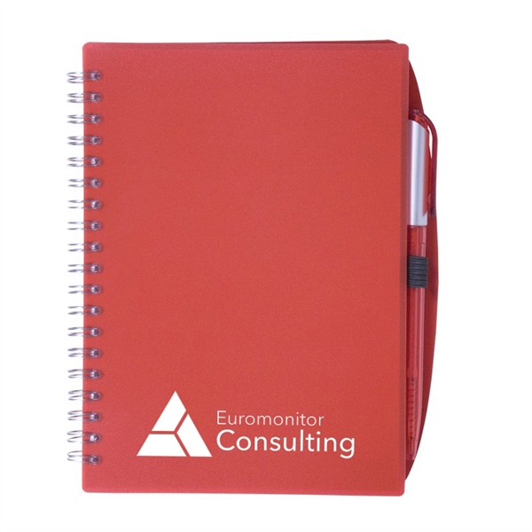 Translucent Red color option for Color Pro Spiral Unlined Notebook With Pen