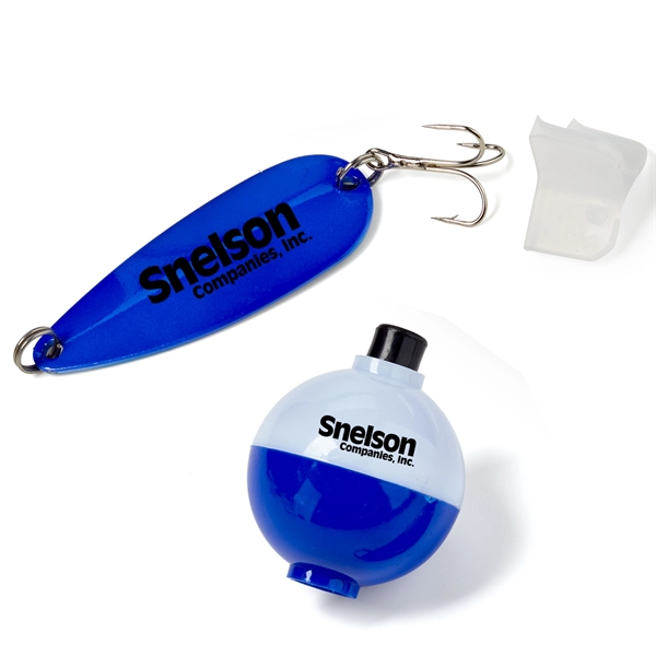 Blue-White color option for 2 1/4" Small Spoon Lure And 1 1/2" Bobber In Tube