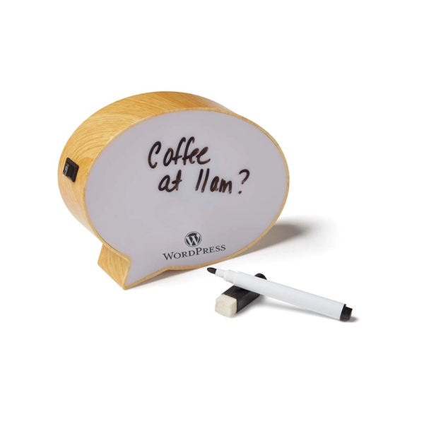 Wood Grain-White color option for 6" Light Up Mini Speech Bubble Message Board