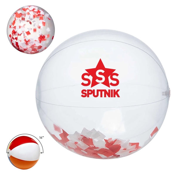 Red-White color option for 16" Red And White Confetti Beach Ball