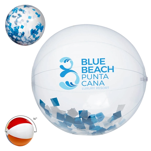 Blue-White color option for 16" Blue And White Confetti Beach Ball