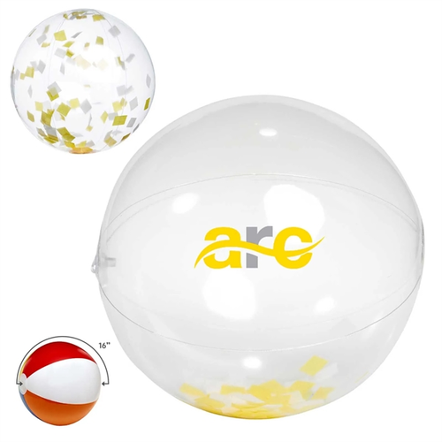 Main photo of 16" Yellow And White Confetti Beach Ball
