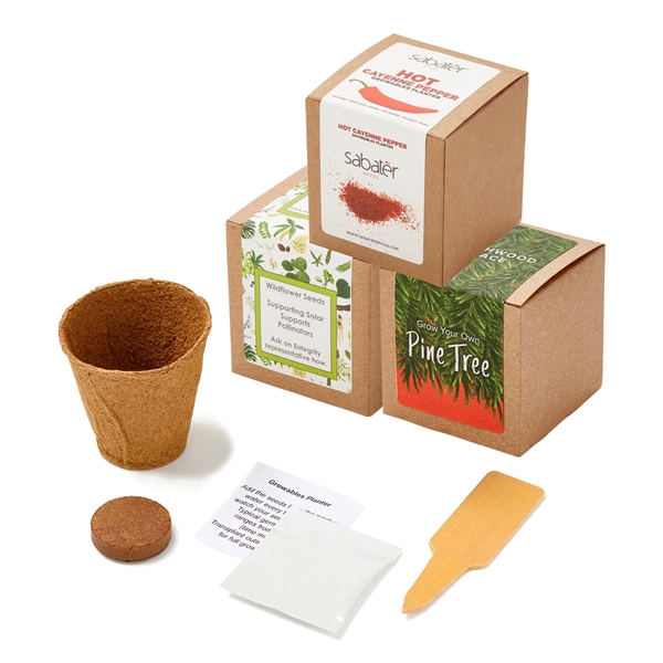 Natural color option for Custom Growables Planter In Kraft Gift Box