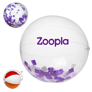 Photo of 16" Purple And White Confetti Filled Clear Beach Ball