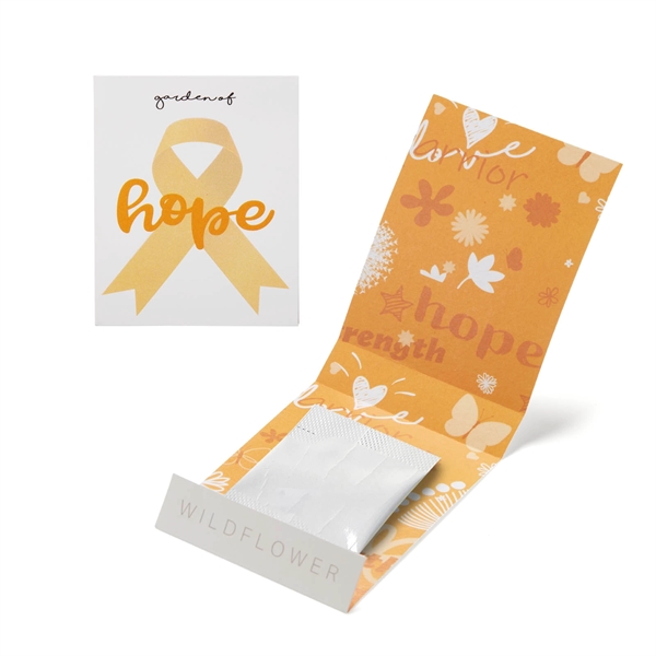 White color option for Orange Ribbon Garden Of Hope Seed Matchbook