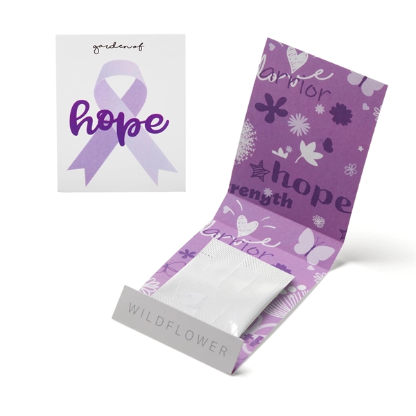 White color option for Purple Ribbon Garden Of Hope Seed Matchbook