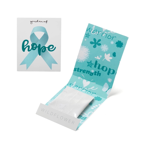 White color option for Teal Ribbon Garden Of Hope Seed Matchbook