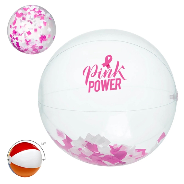Pink-White color option for 16" Pink And White Confetti Beach Ball