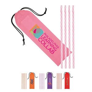 Photo of Reusable Straws In Full Color Drawstring Pouch