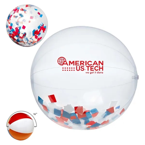 Main photo of 16" Red, White And Blue Confetti Beach Ball