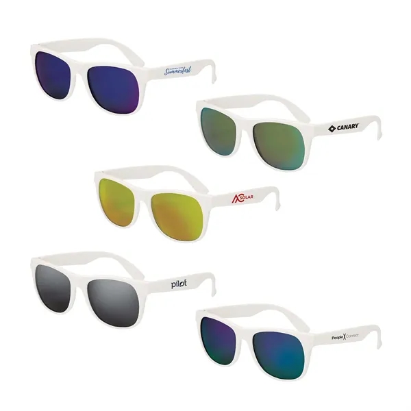 White-Red color option for Rubberized Mirrored Sunglasses
