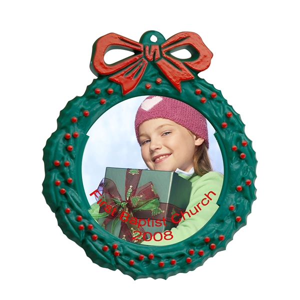 Green color option for Snap In Photo Holiday Christmas Tree Wreath