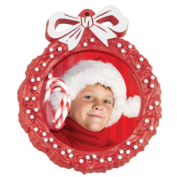 Red color option for Snap In Photo Holiday Christmas Tree Wreath