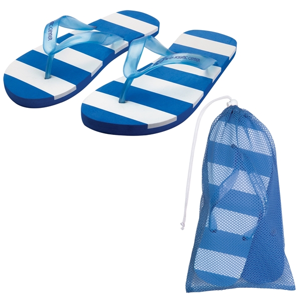 Blue color option for Striped Adult Flip Flop
