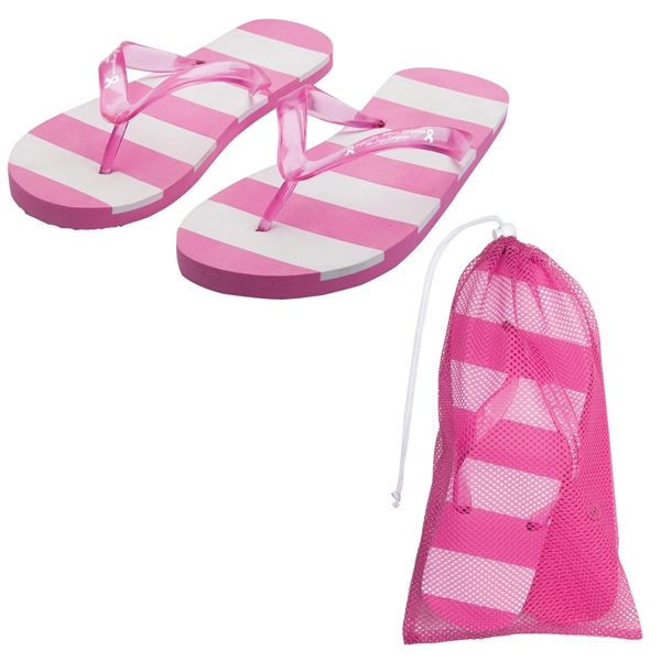 Pink color option for Striped Adult Flip Flop