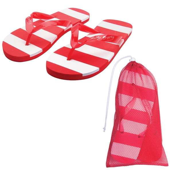 Red color option for Striped Adult Flip Flop
