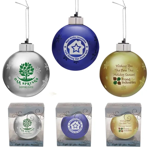 Main photo of Light Up Glass Holiday Christmas Tree Ornament