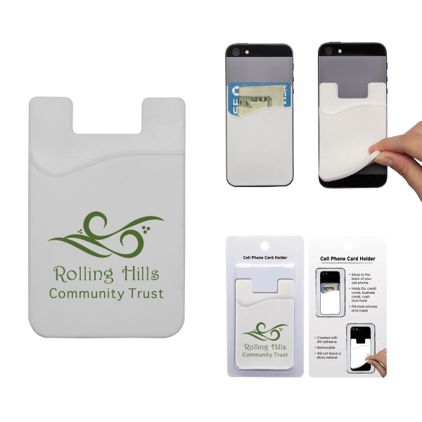 White color option for Cell Phone Card Holder W/Packaging