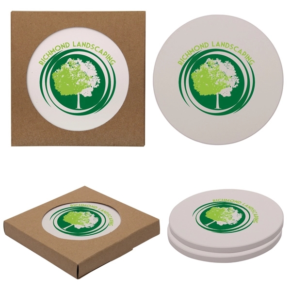 Natural Cream color option for Round Absorbent Stone Coaster Duo