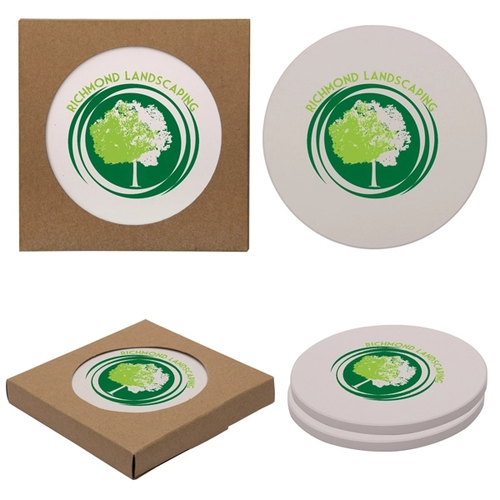 Main photo of Round Absorbent Stone Coaster Duo
