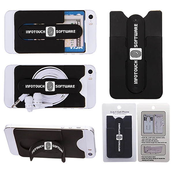 Black color option for 3 In 1 Cell Phone Card Holder W/Packaging