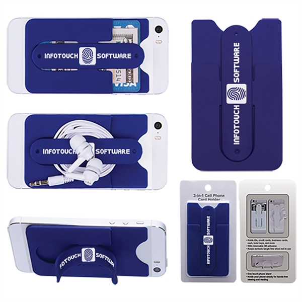 Blue color option for 3 In 1 Cell Phone Card Holder W/Packaging