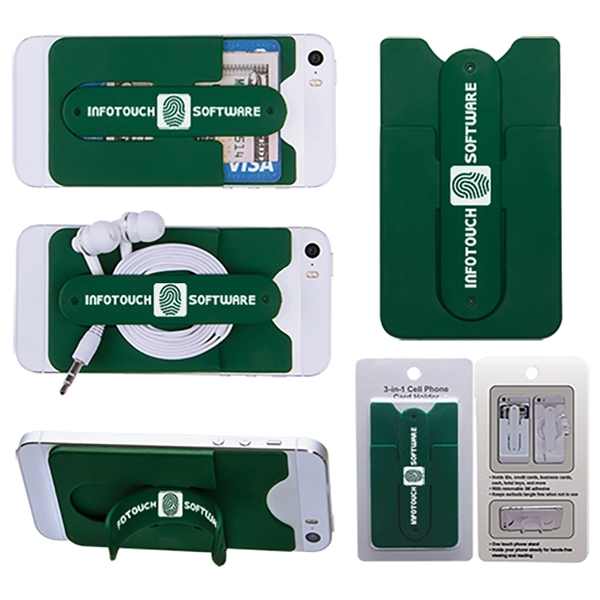 Green color option for 3 In 1 Cell Phone Card Holder W/Packaging