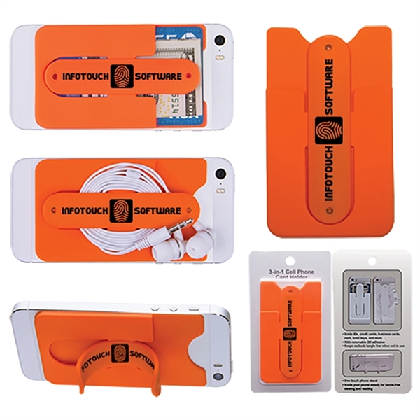 Orange color option for 3 In 1 Cell Phone Card Holder W/Packaging