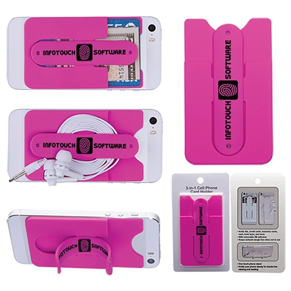 Pink color option for 3 In 1 Cell Phone Card Holder W/Packaging