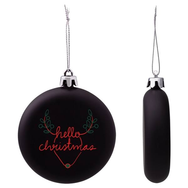Black color option for Shatter Resistant Flat Round Holiday Christmas Tree Ornament