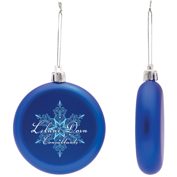 Blue color option for Shatter Resistant Flat Round Holiday Christmas Tree Ornament