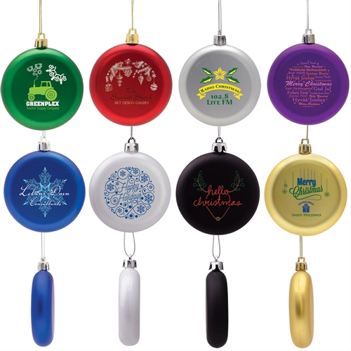 Main photo of Shatter Resistant Flat Round Holiday Christmas Tree Ornament