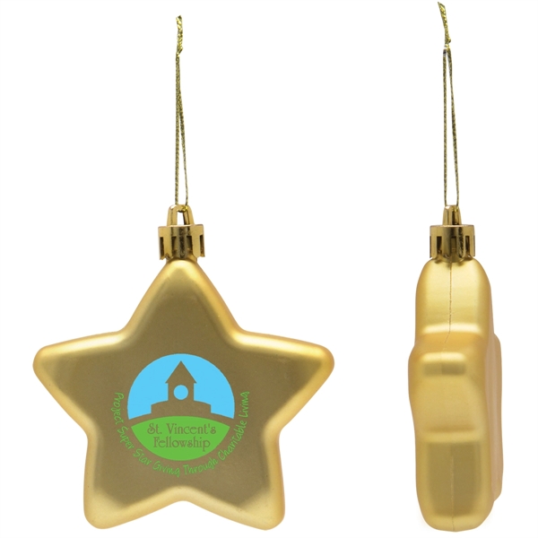 Gold color option for Shatter Resistant Flat Star Holiday Christmas Tree Ornament