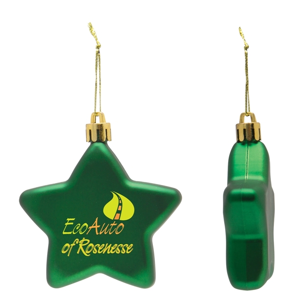 Green color option for Shatter Resistant Flat Star Holiday Christmas Tree Ornament
