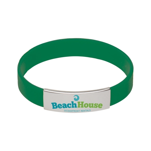 Green color option for Silicone Bracelet With Metal Accent