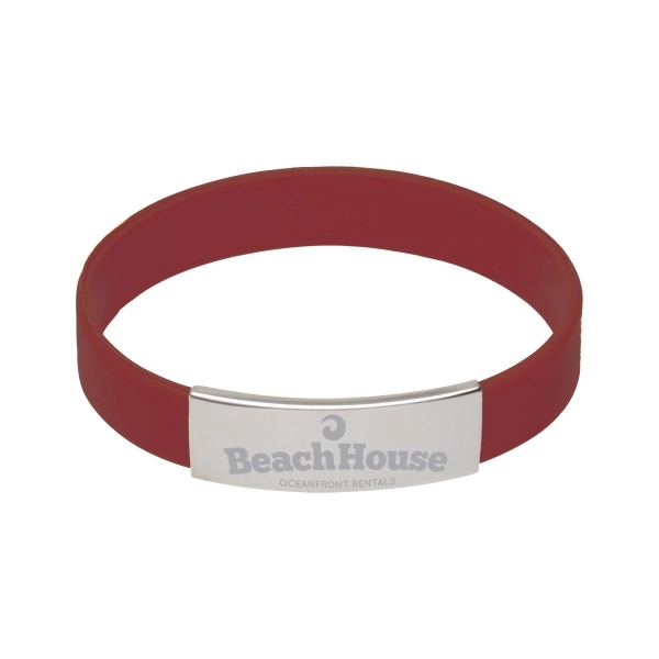 Maroon color option for Silicone Bracelet With Metal Accent