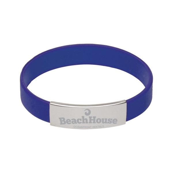 Navy Blue color option for Silicone Bracelet With Metal Accent