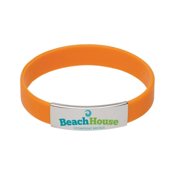 Orange color option for Silicone Bracelet With Metal Accent