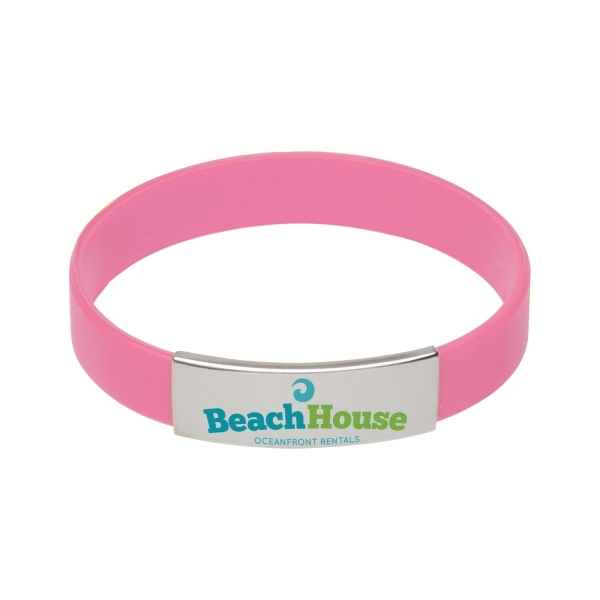 Pink color option for Silicone Bracelet With Metal Accent