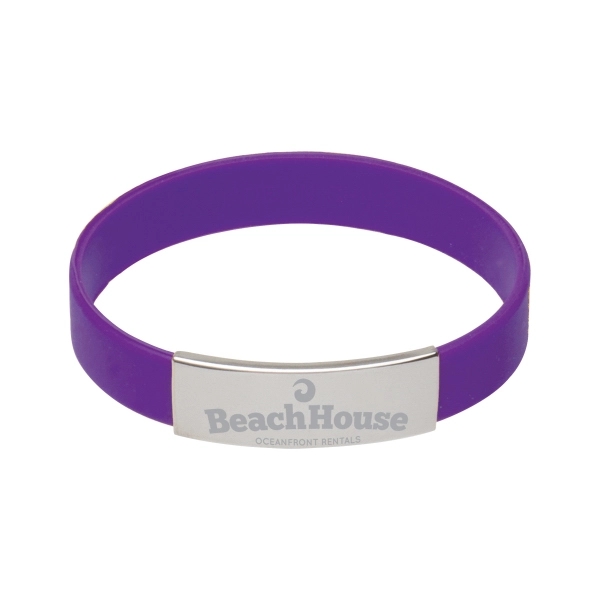 Purple color option for Silicone Bracelet With Metal Accent