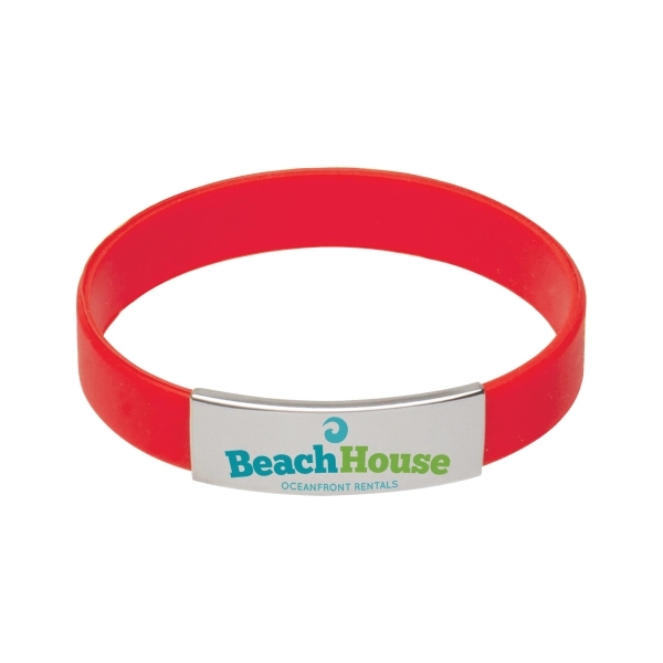 Red color option for Silicone Bracelet With Metal Accent