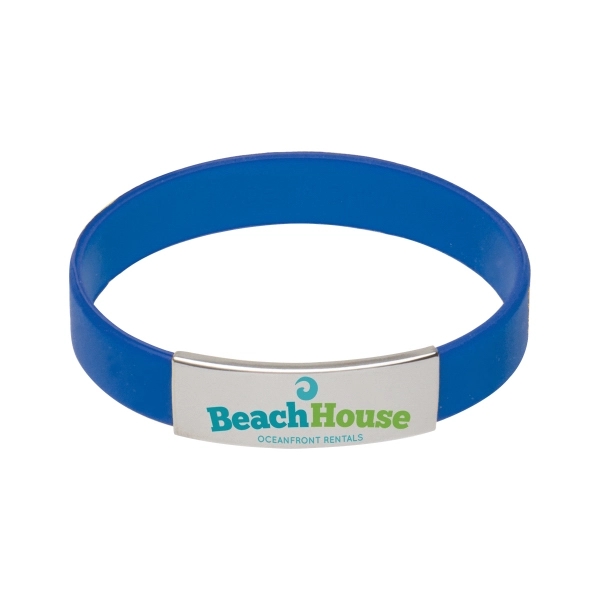 Royal Blue color option for Silicone Bracelet With Metal Accent