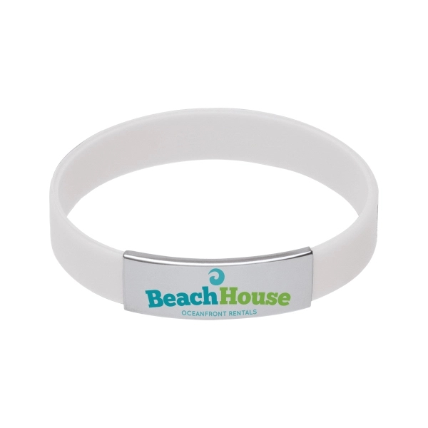 White color option for Silicone Bracelet With Metal Accent