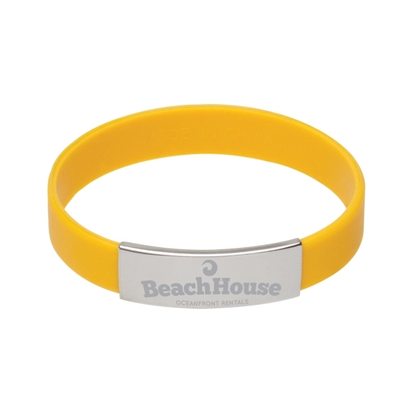 Yellow color option for Silicone Bracelet With Metal Accent