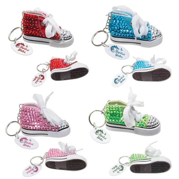 Blue-White Trim and Laces color option for Gym Shoe Bling Keytag