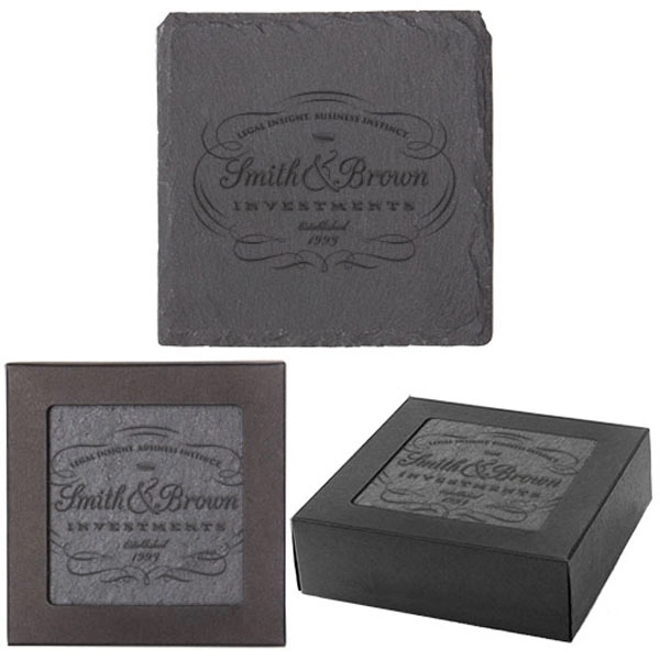 Natural Slate color option for Square Slate Coaster Set