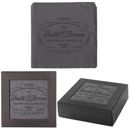 Main photo of Square Slate Coaster Set