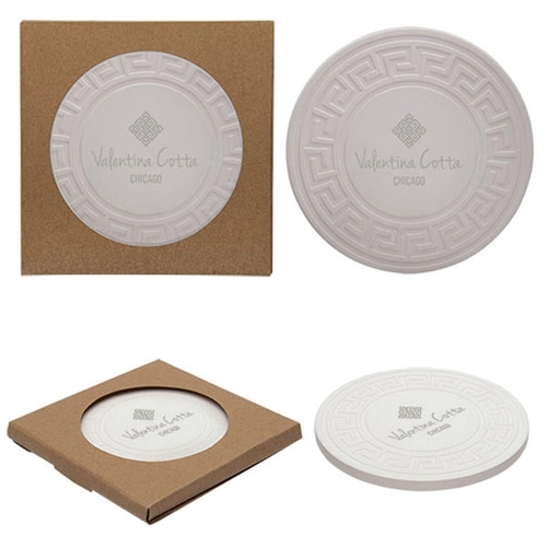 Main photo of Round Greek Key Absorbent Stone Coasters